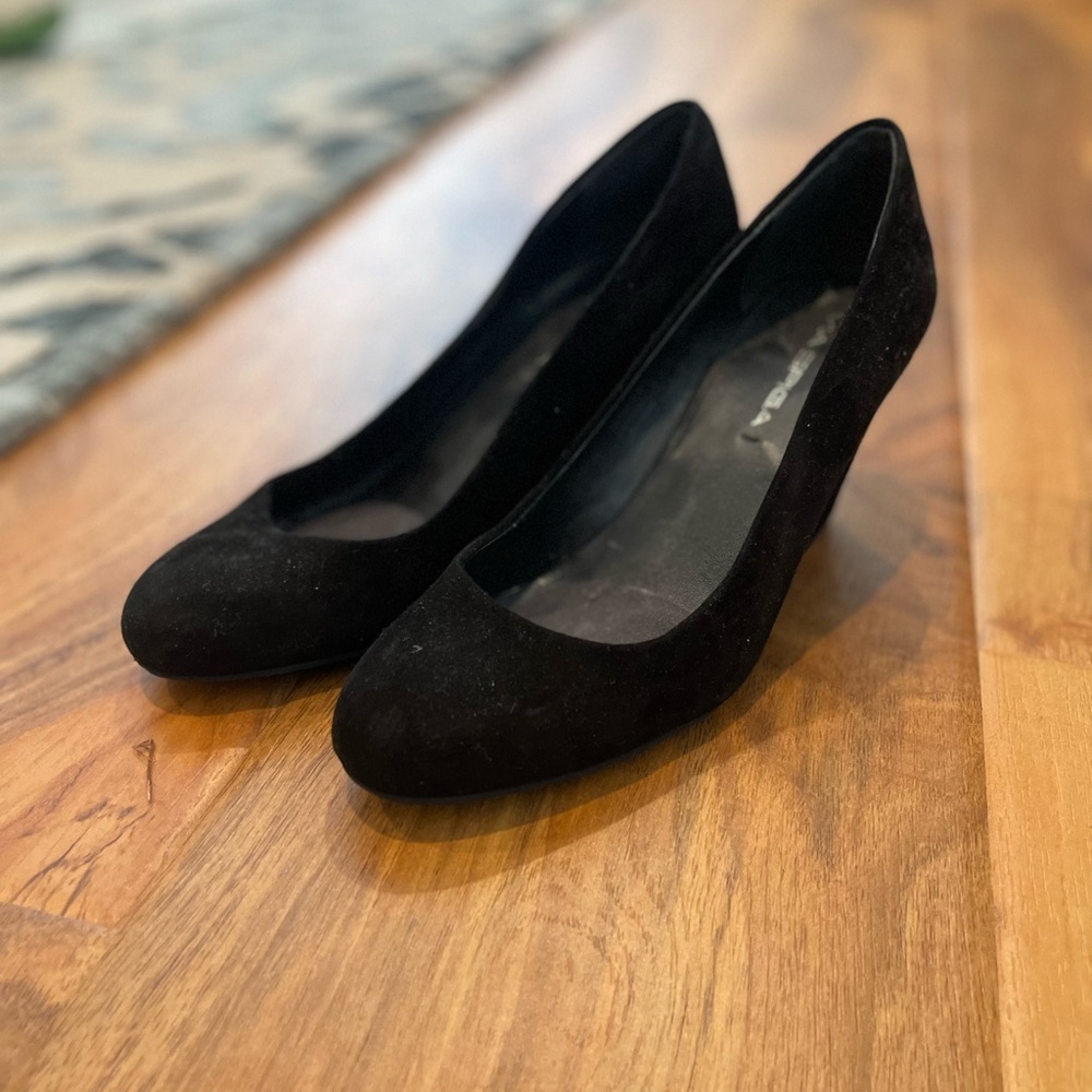 Via Spiga Black Suede Wedges
